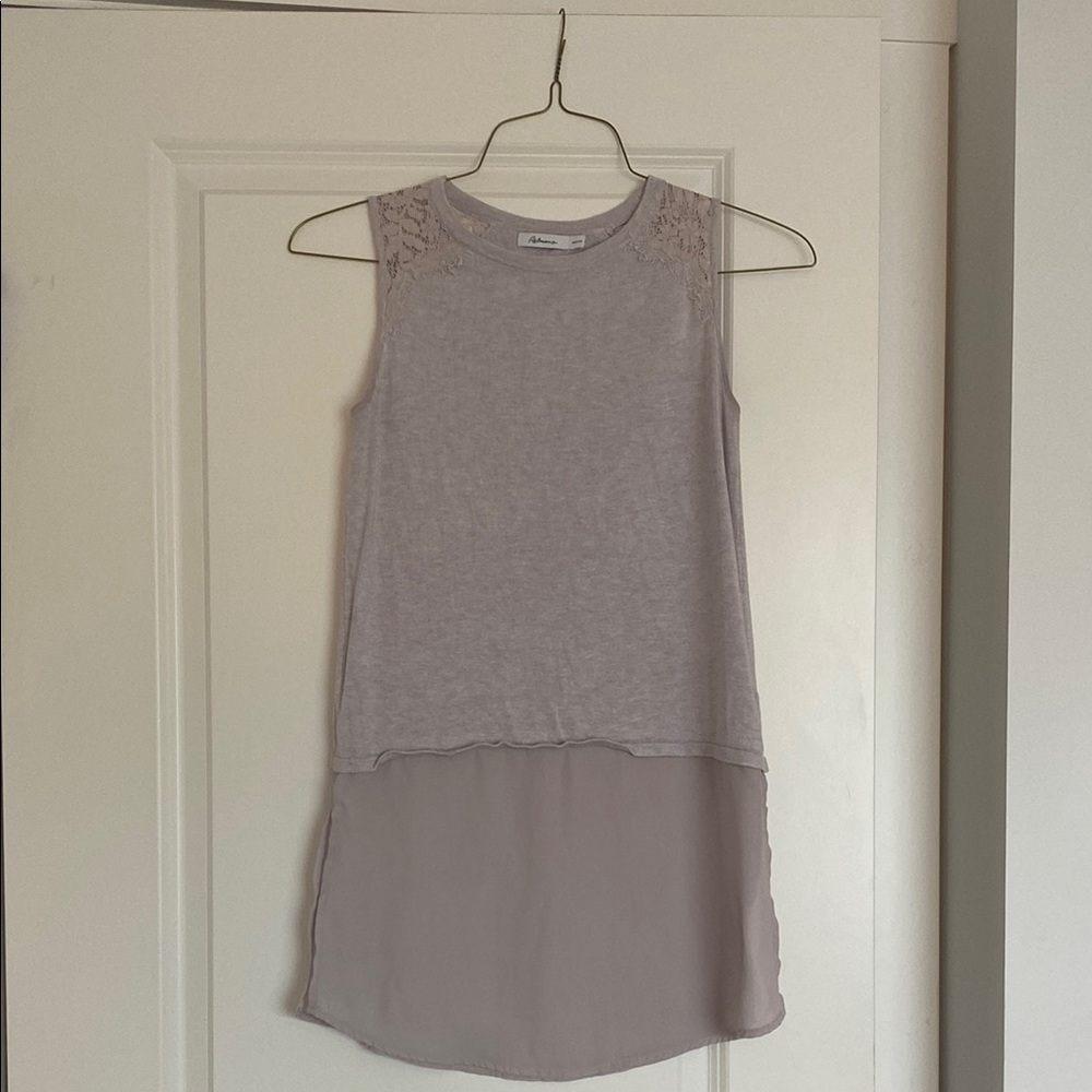 Grey Sleeveless Top with Lace Detail